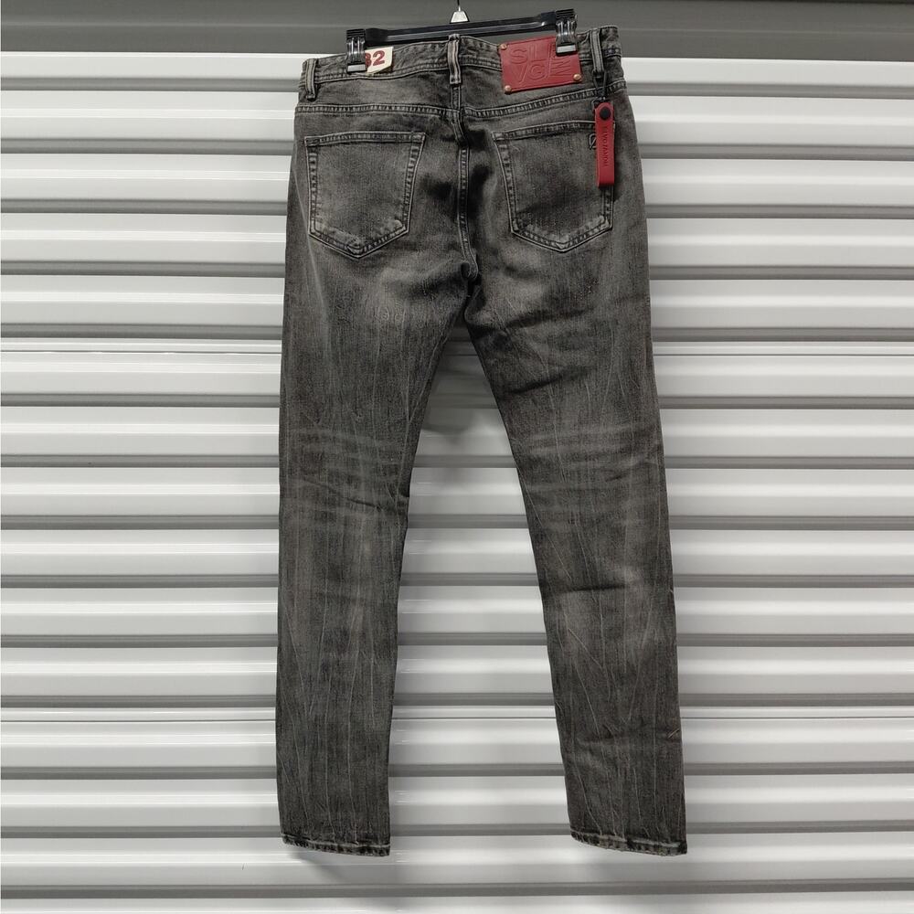 Anom Denim Hate Me Slim Fit Jeans Mens 32 Gray Wash Distressed Button Fly Street - Picture 2 of 10